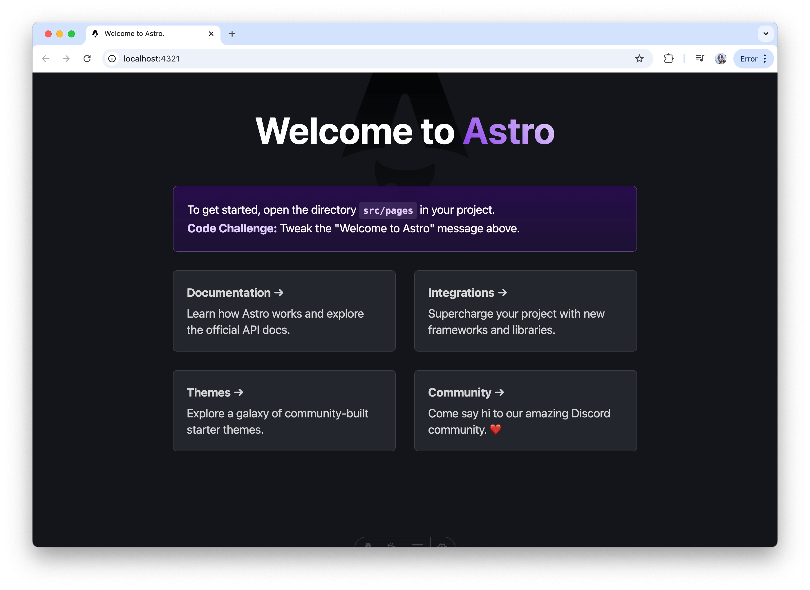 Welcome to Astro