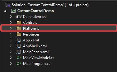 The Platforms folder that should be deleted from the .NET MAUI project