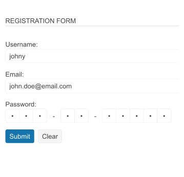 registration form with one-time password