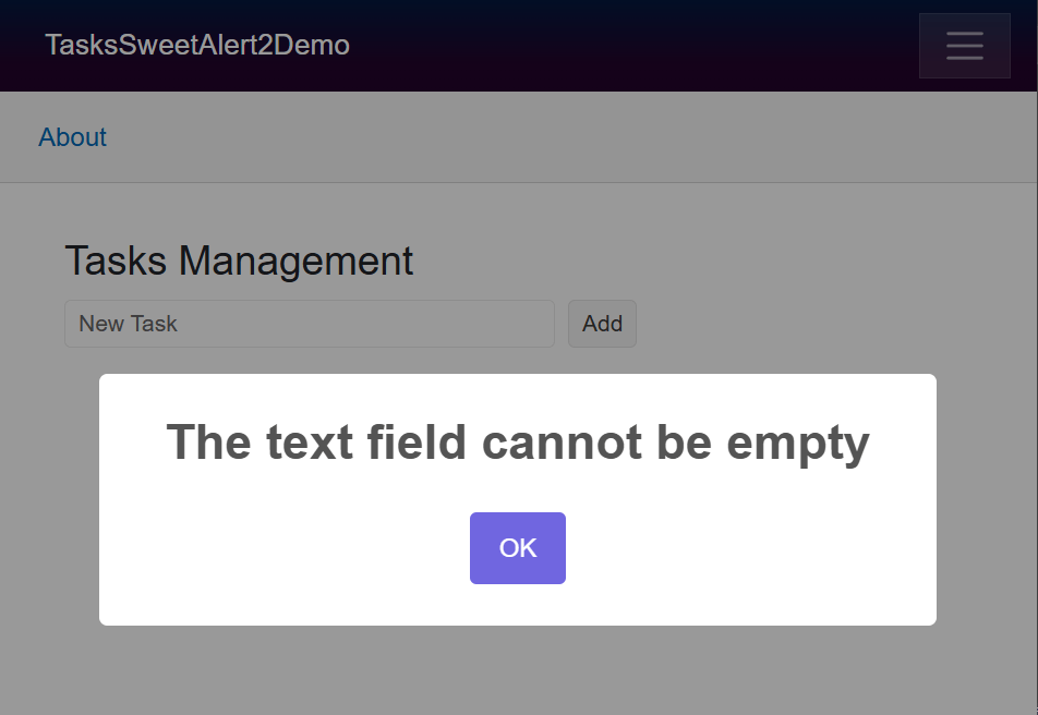 An aesthetic alert message that replaces a standard JavaScript Alert