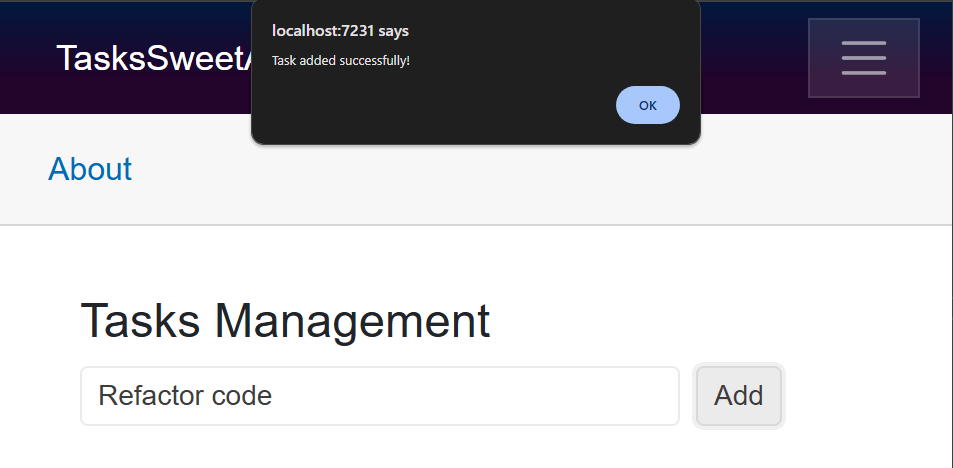 Traditional alert messages displayed in the application, giving it an unappealing appearance