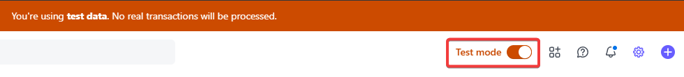 Activating test mode in Stripe