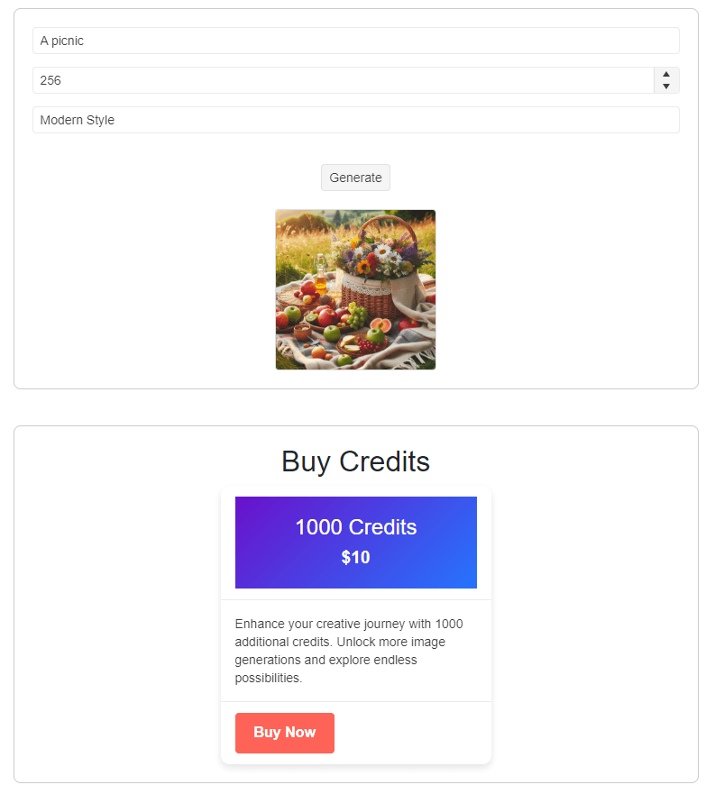 An example application simulating AI-generated images