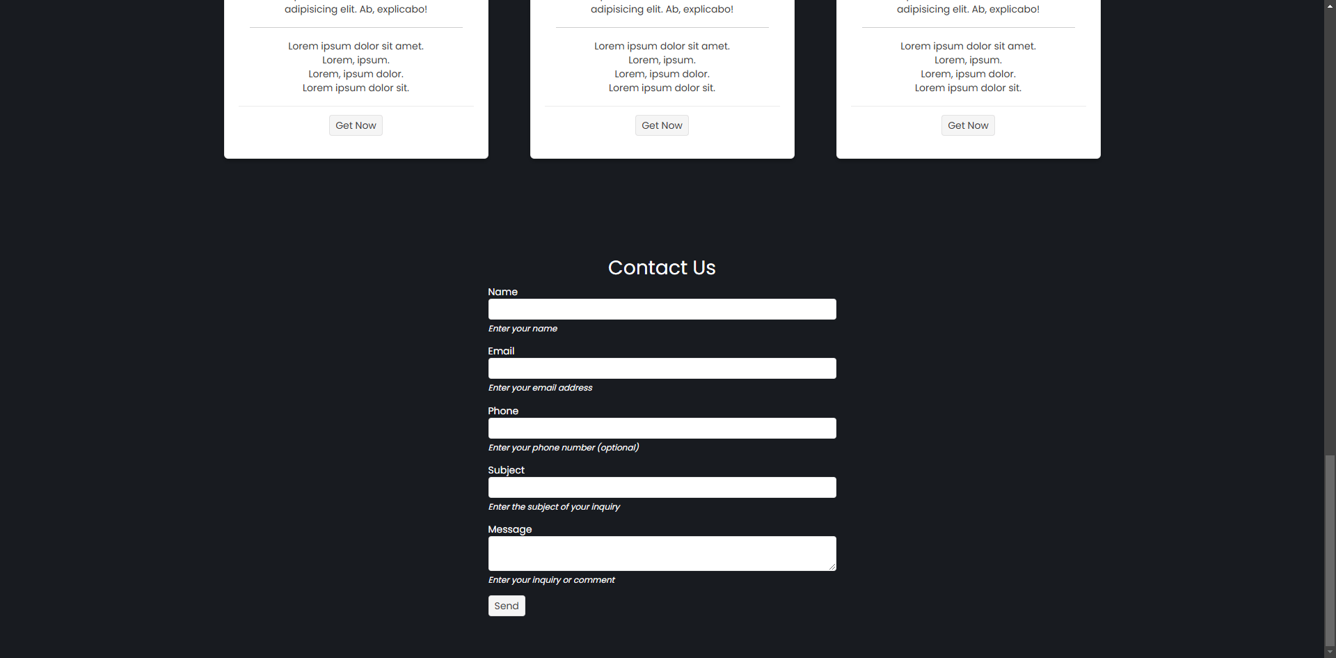 A contact form is displayed using the TelerikForm component
