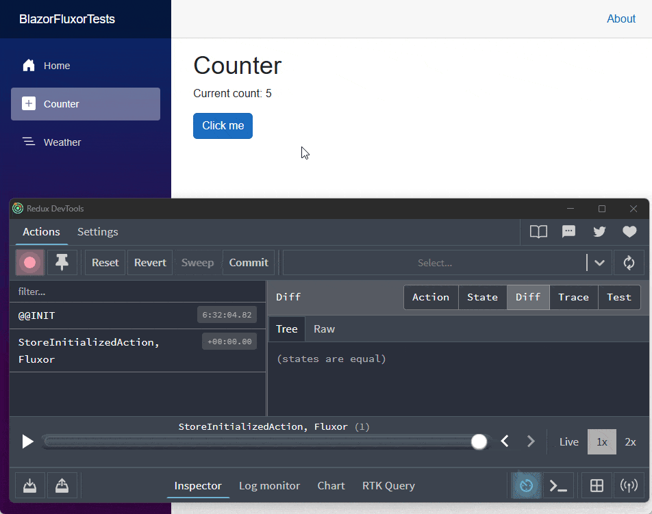Component state update and navigation through the state history