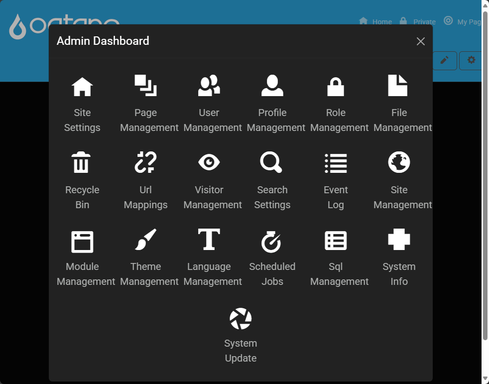 CRM Oqtane Management Options