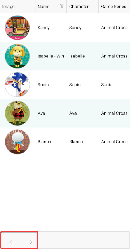 Displaying navigation buttons for the previous and next pages