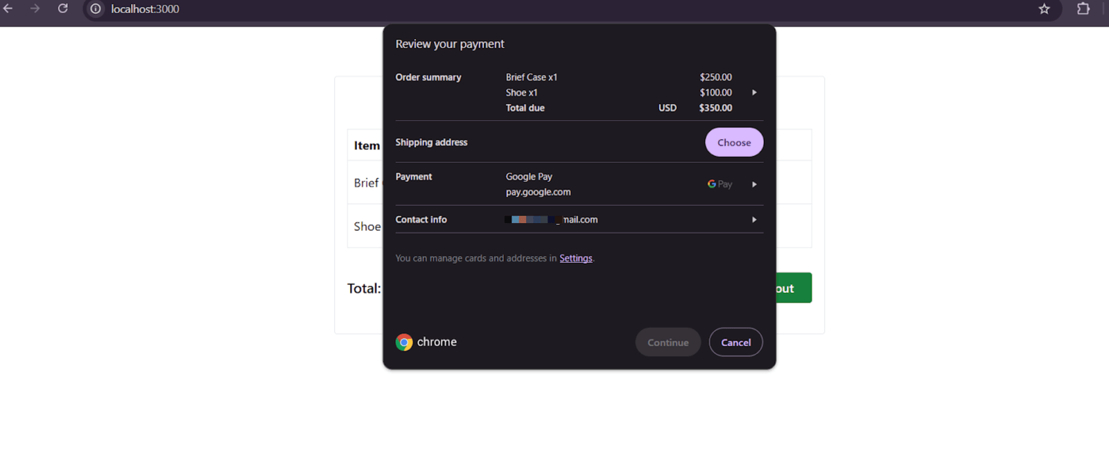 Requesting Shipping information and user email