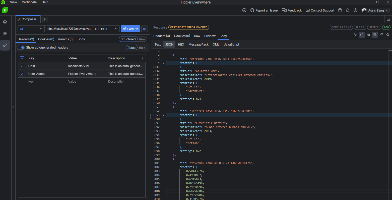 Running vector search