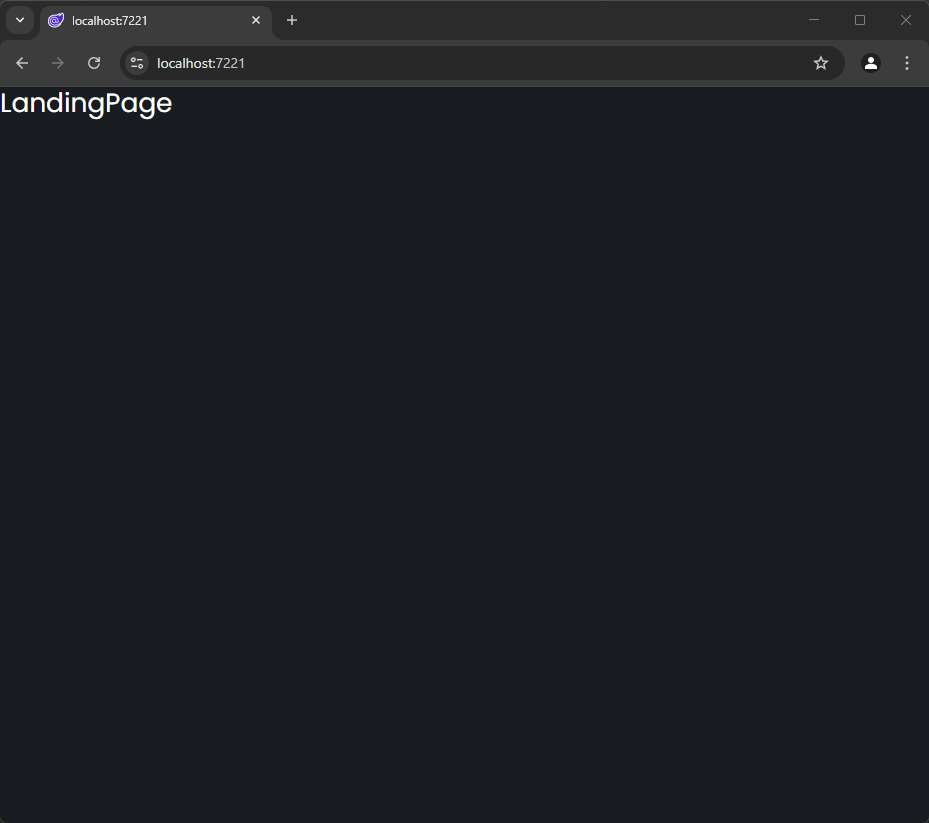 The landing page displayed without the navigation menu of the app