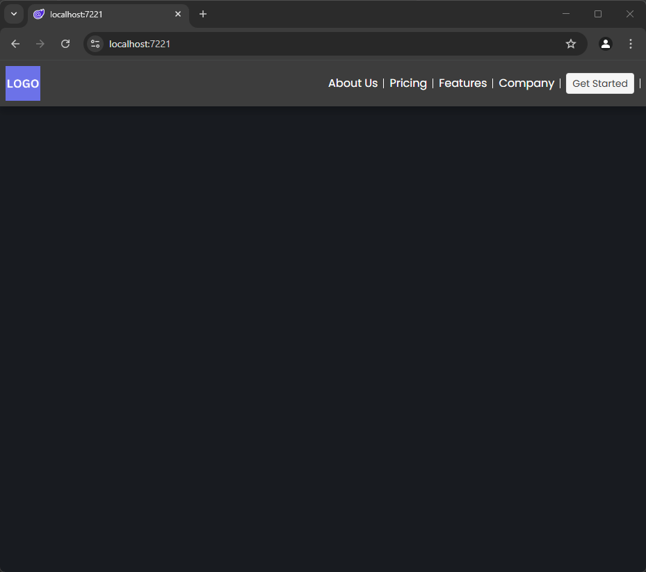 The Landing Page navigation menu built with a Telerik AppBar