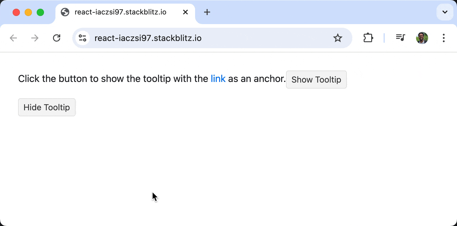 Show and Hide tooltip buttons instead of hover control