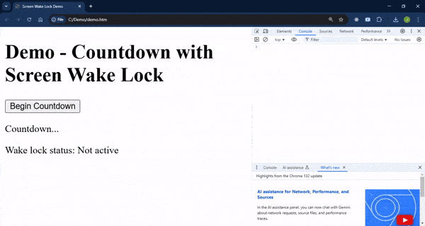 Wake Lock acquired and released
