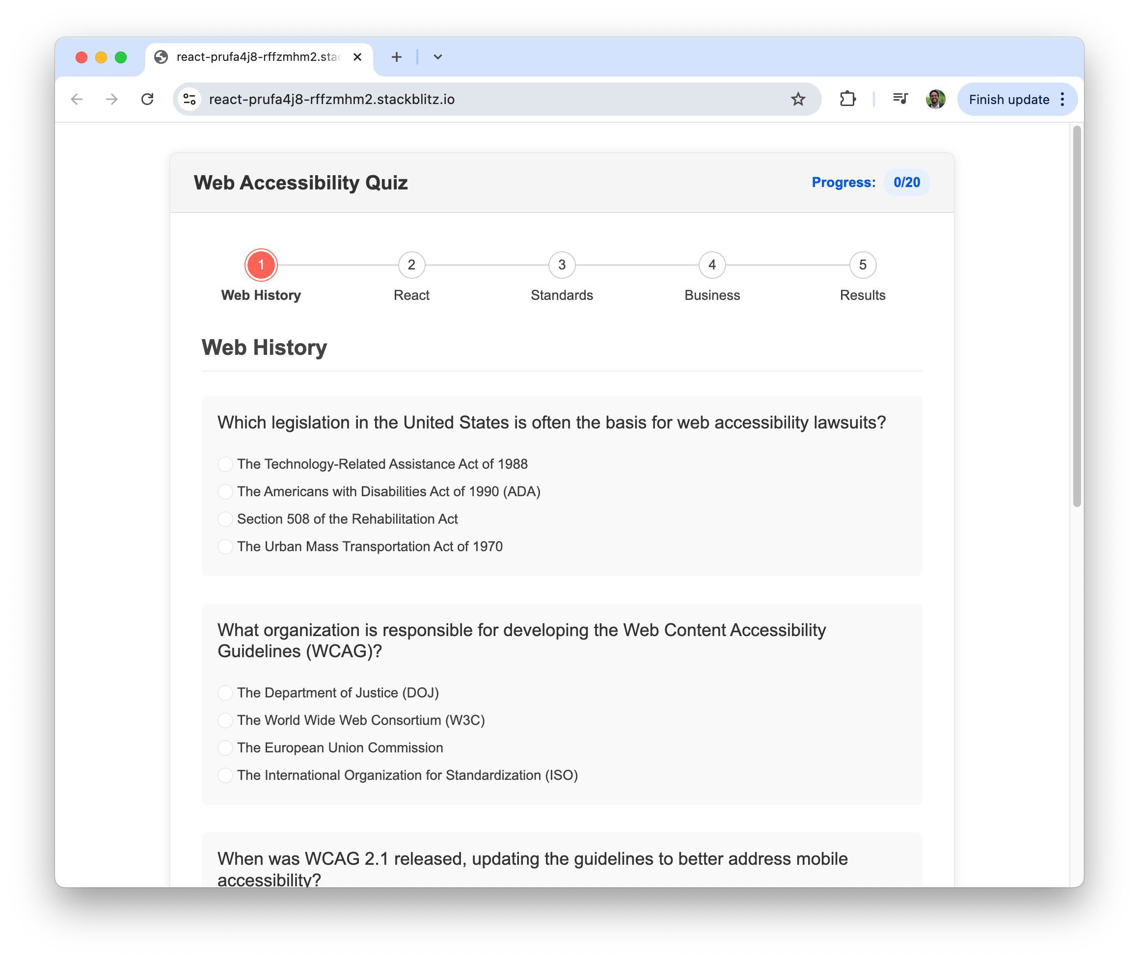 Web Accessibility Quiz