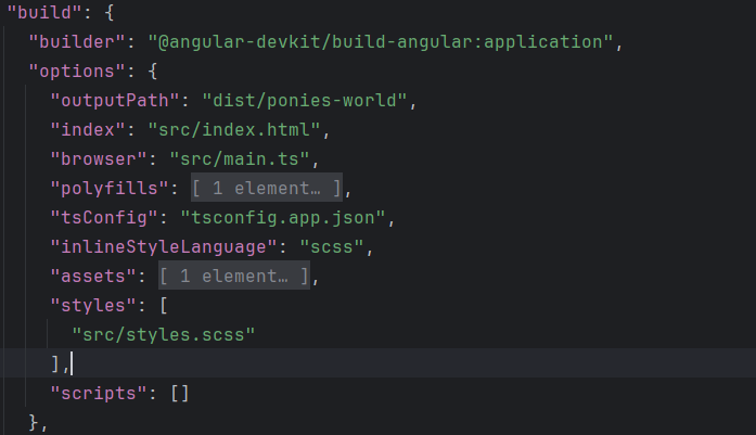 styles.scss registered in angular.json