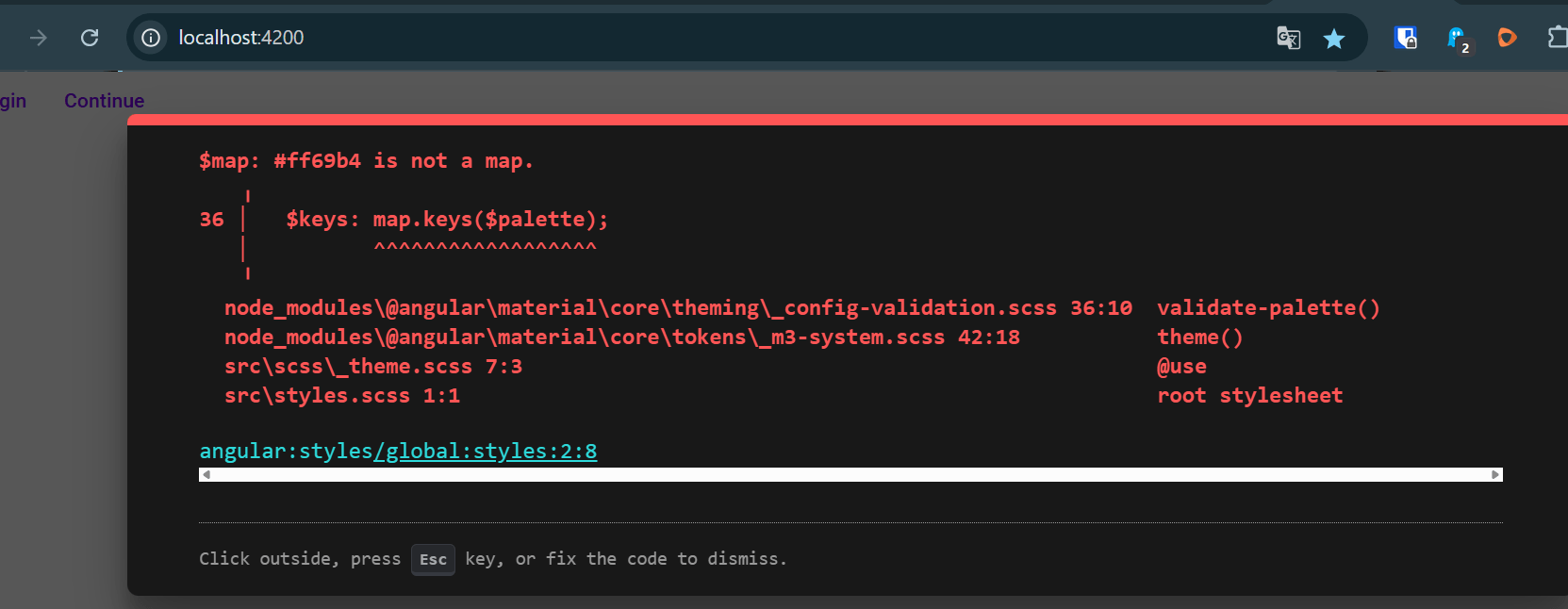 Angular Material showing error: map is not a map
