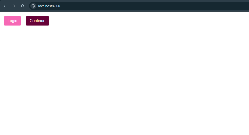 Angular app with Login and Continue buttons styled with Sass