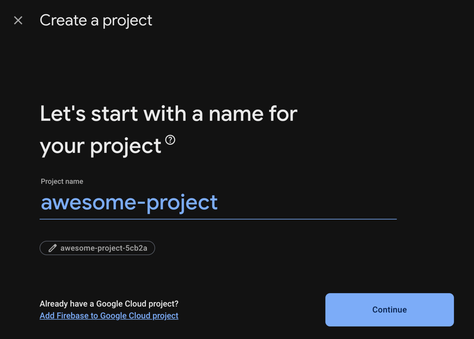 Create a Firebase project