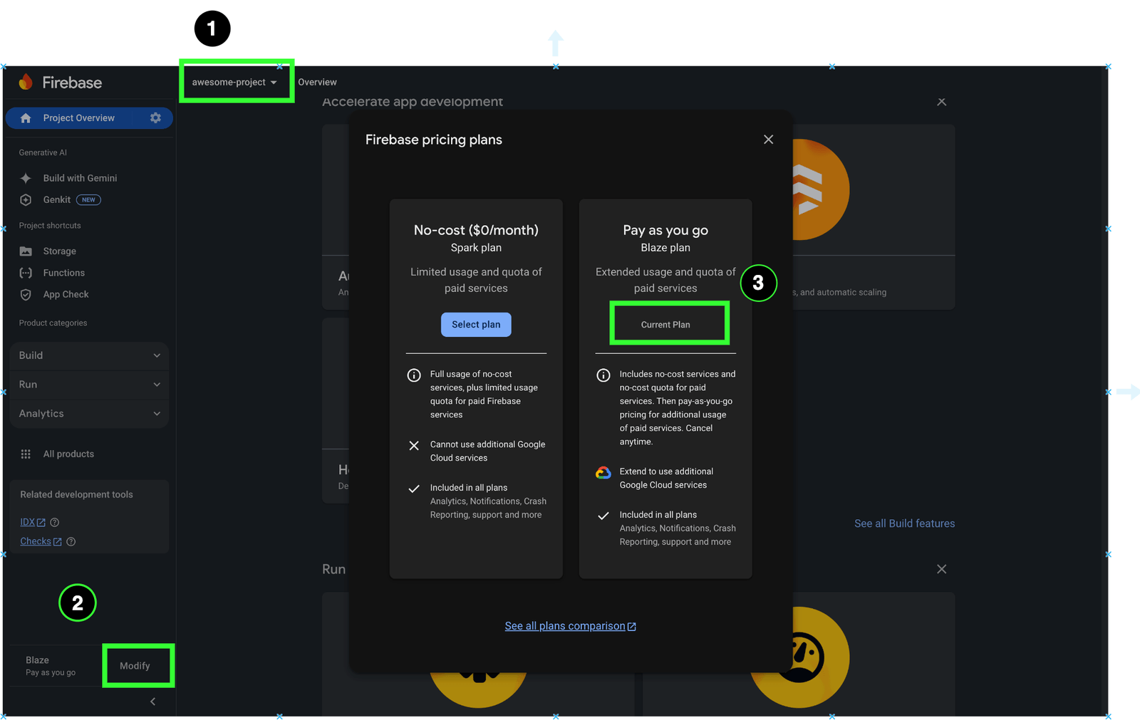 Enable billing on Firebase projectt