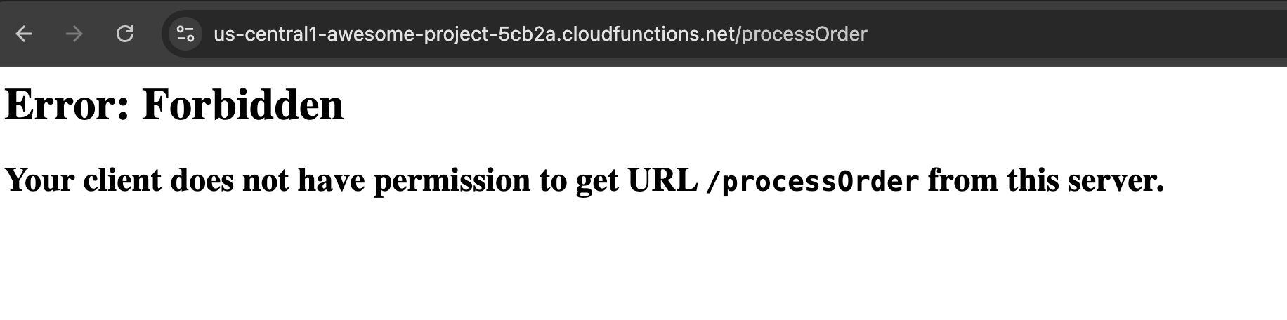 Forbidden error when trying to access function without permission