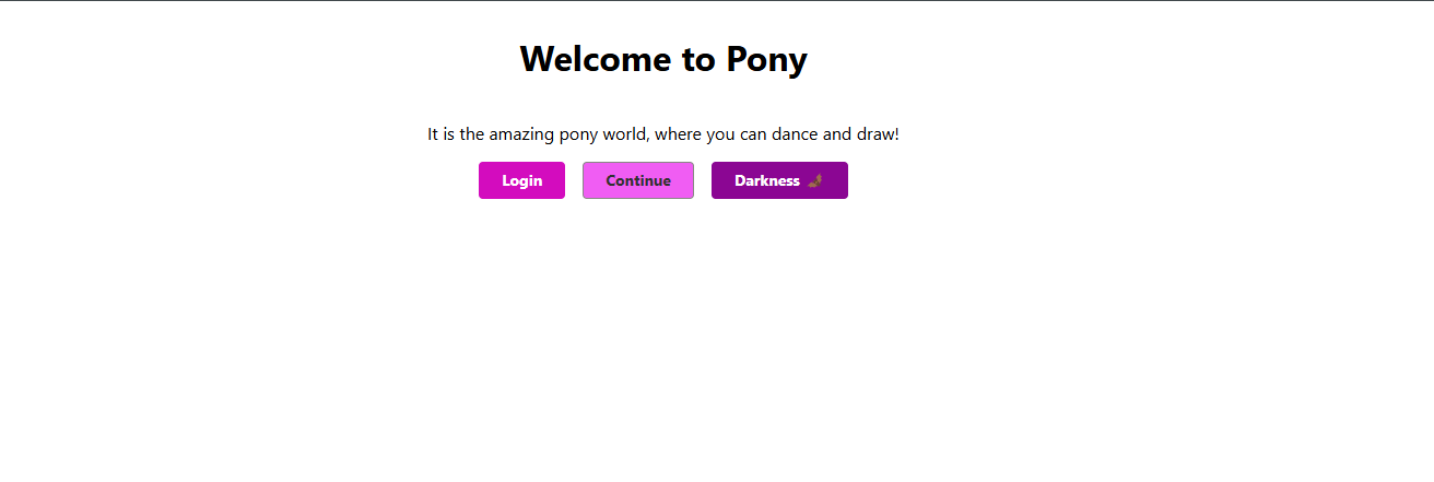 Welcome to Pony Angular app with pony colors applied to the buttons