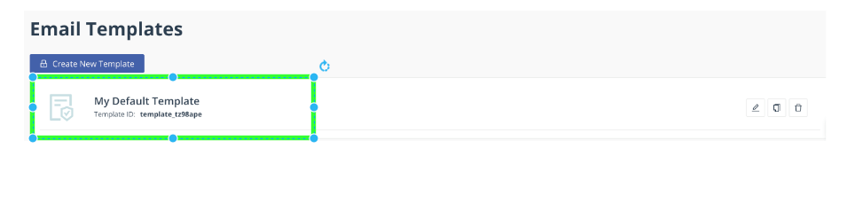 Newly created email template