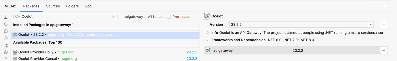 Ocelot package from NuGet