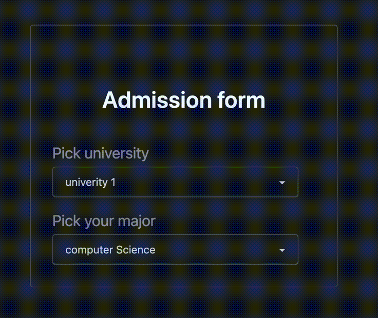 By default, the first major is selected