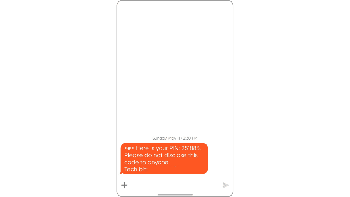 When a website or app enables 2FA, users will receive a PIN code via text, email, or a phone call. In this example, it’s a six-digit code that arrived via text.