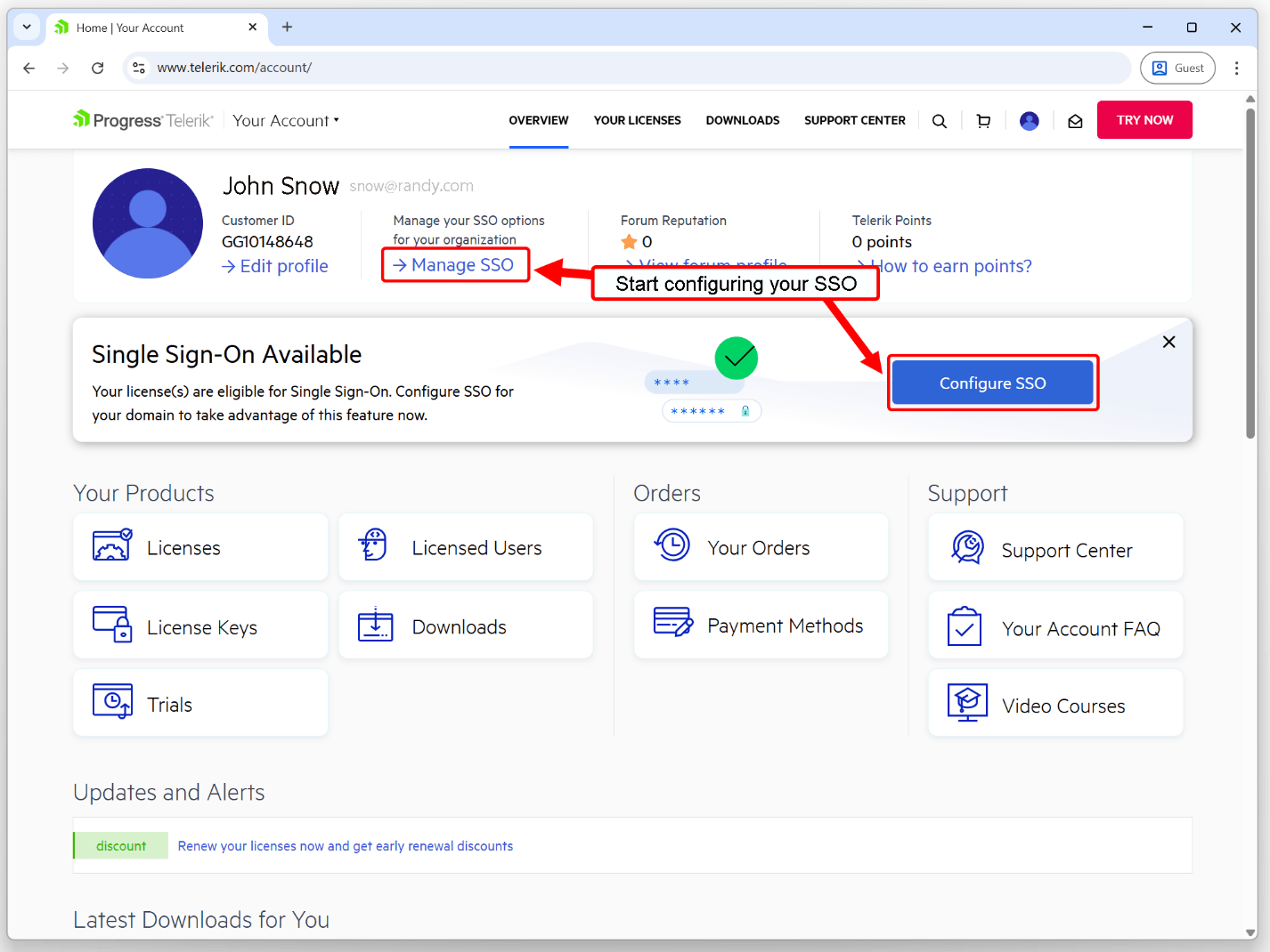 Manage SSO - Start configuring your SSO - Configure SSO