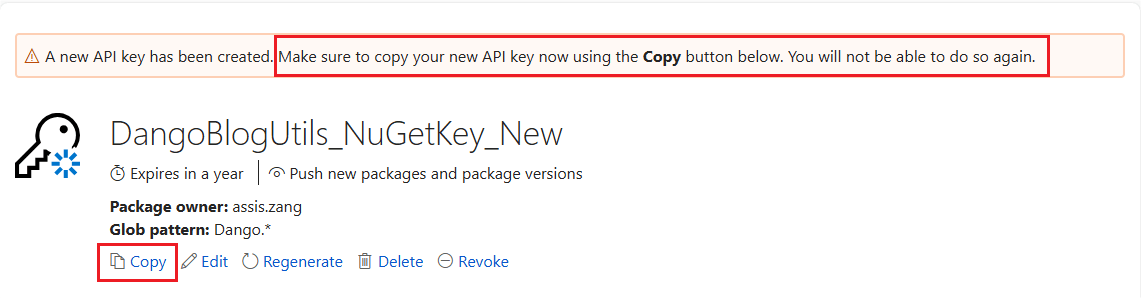 Copy API key