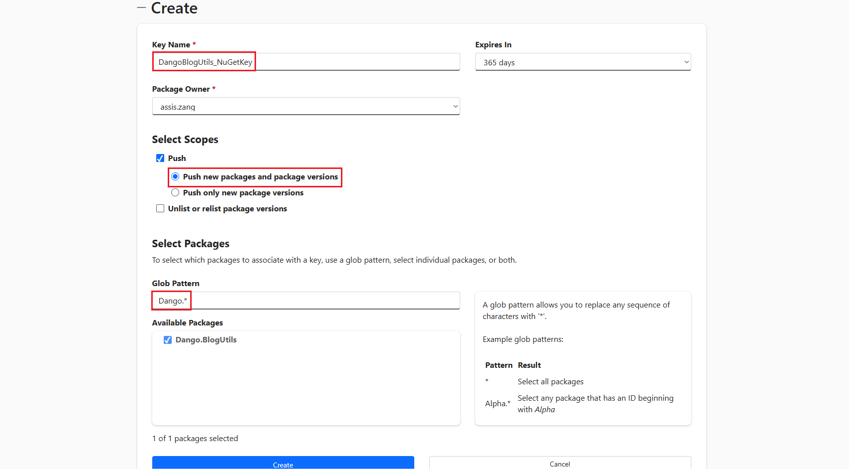 Create API key
