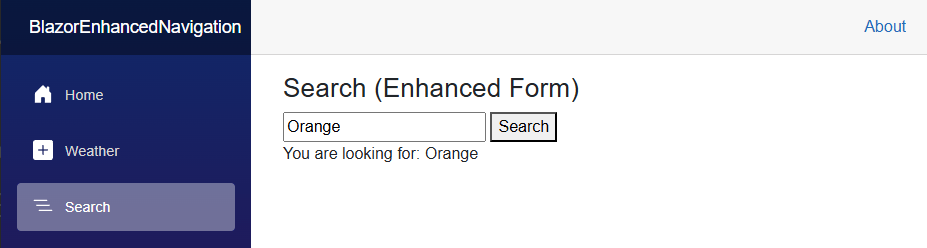 A submitted form showing the text from the user input below the form.