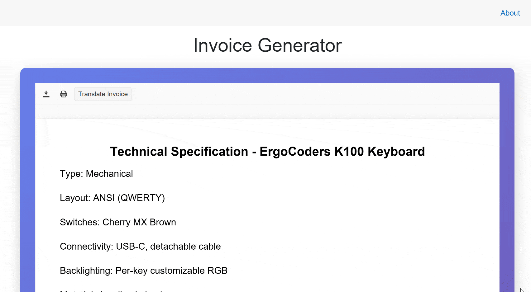 Integrating a custom tool into the PdfViewer toolbar to emulate invoice translation functionality