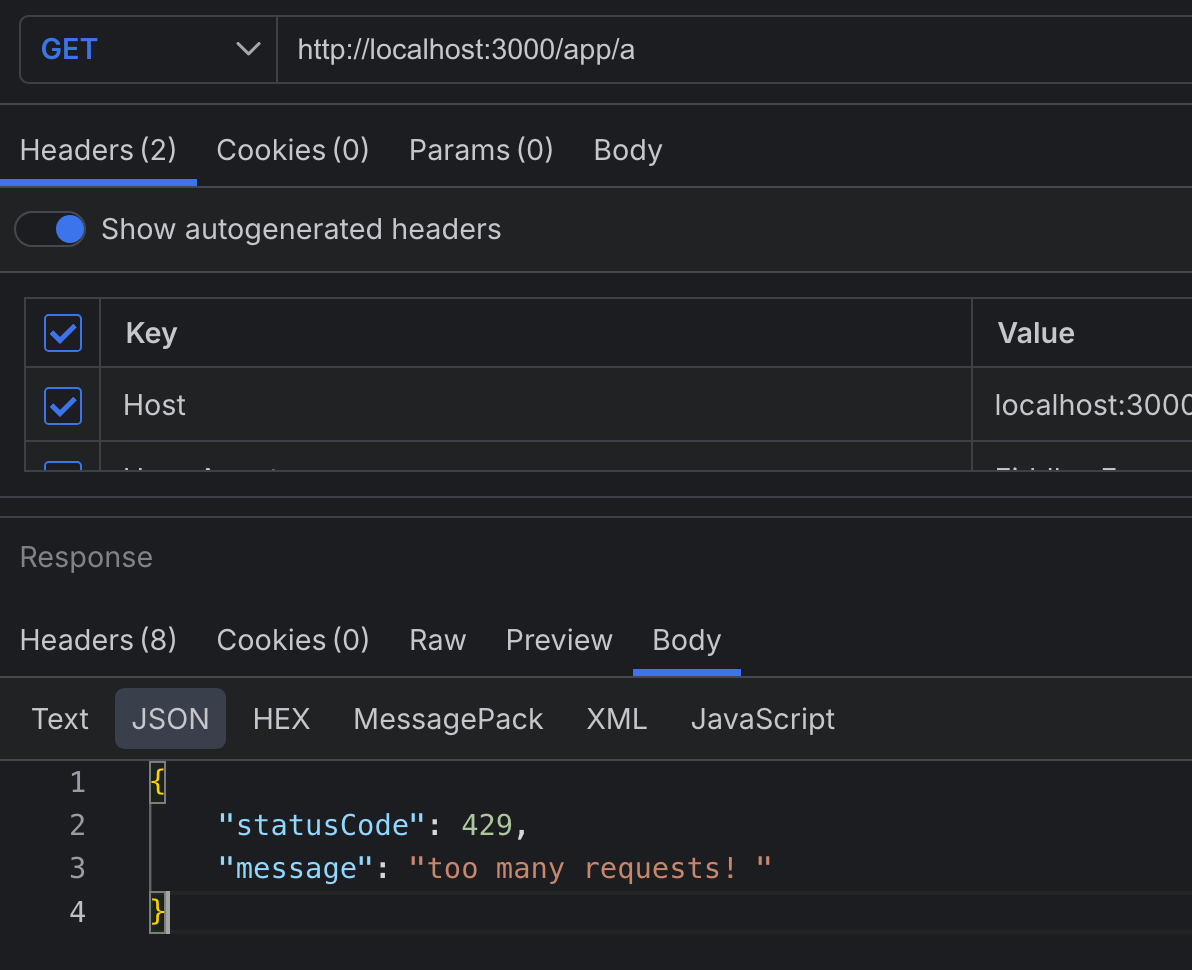 429 response is returned If any of the limits is exceeded 429 response is returned If any of the limits is exceeded