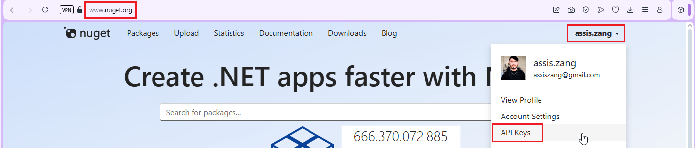 NuGet Org API keys