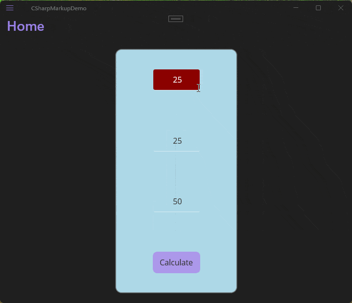 Using data binding through C# Markup