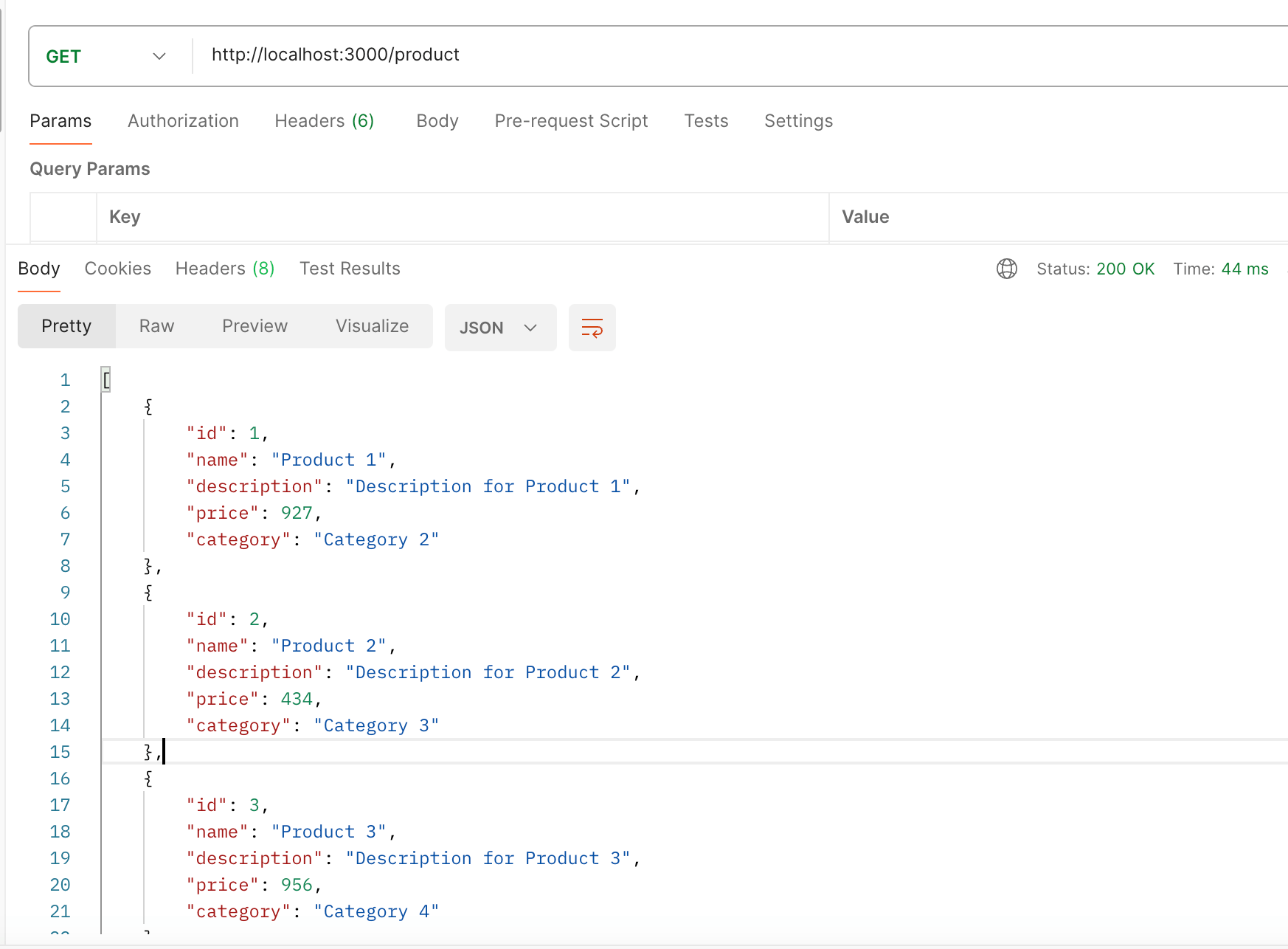 API Endpoint Products