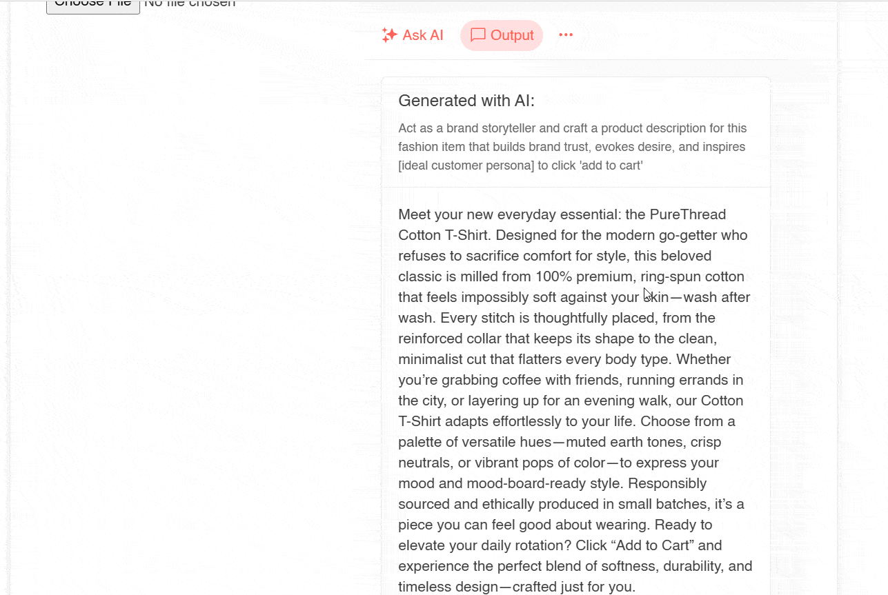 Executing commands on the initial content generated by the AIPrompt component