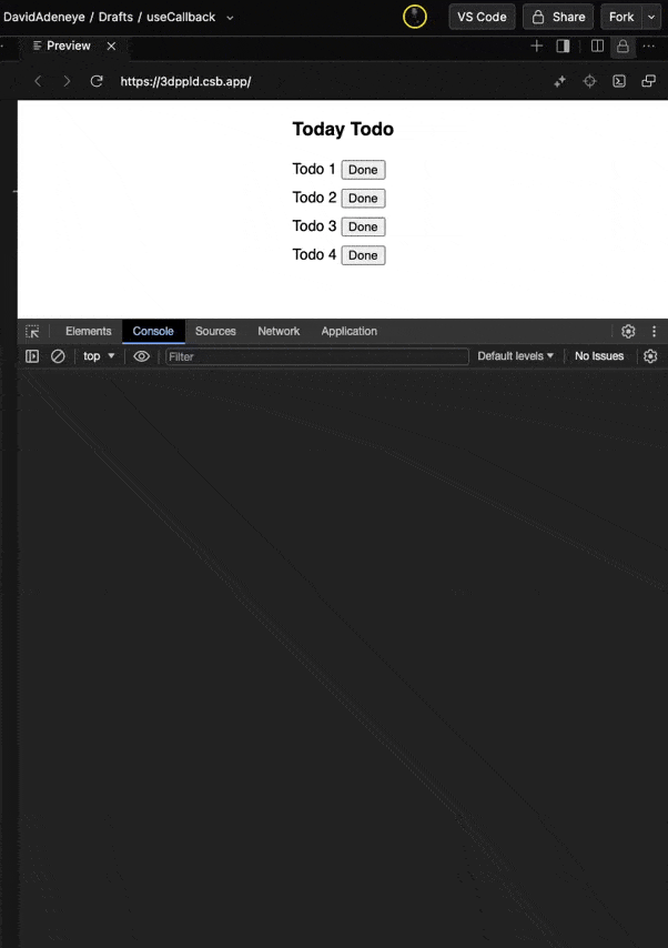 When user marks a todo item done, the task name is crossed out
