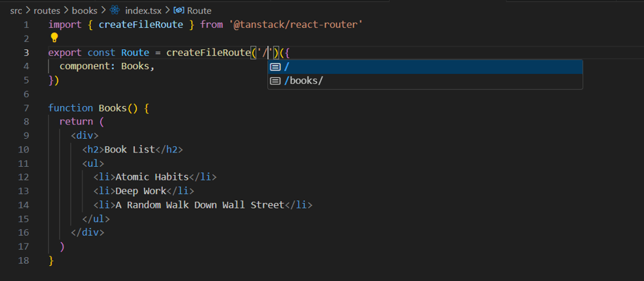 Route path auto-completion