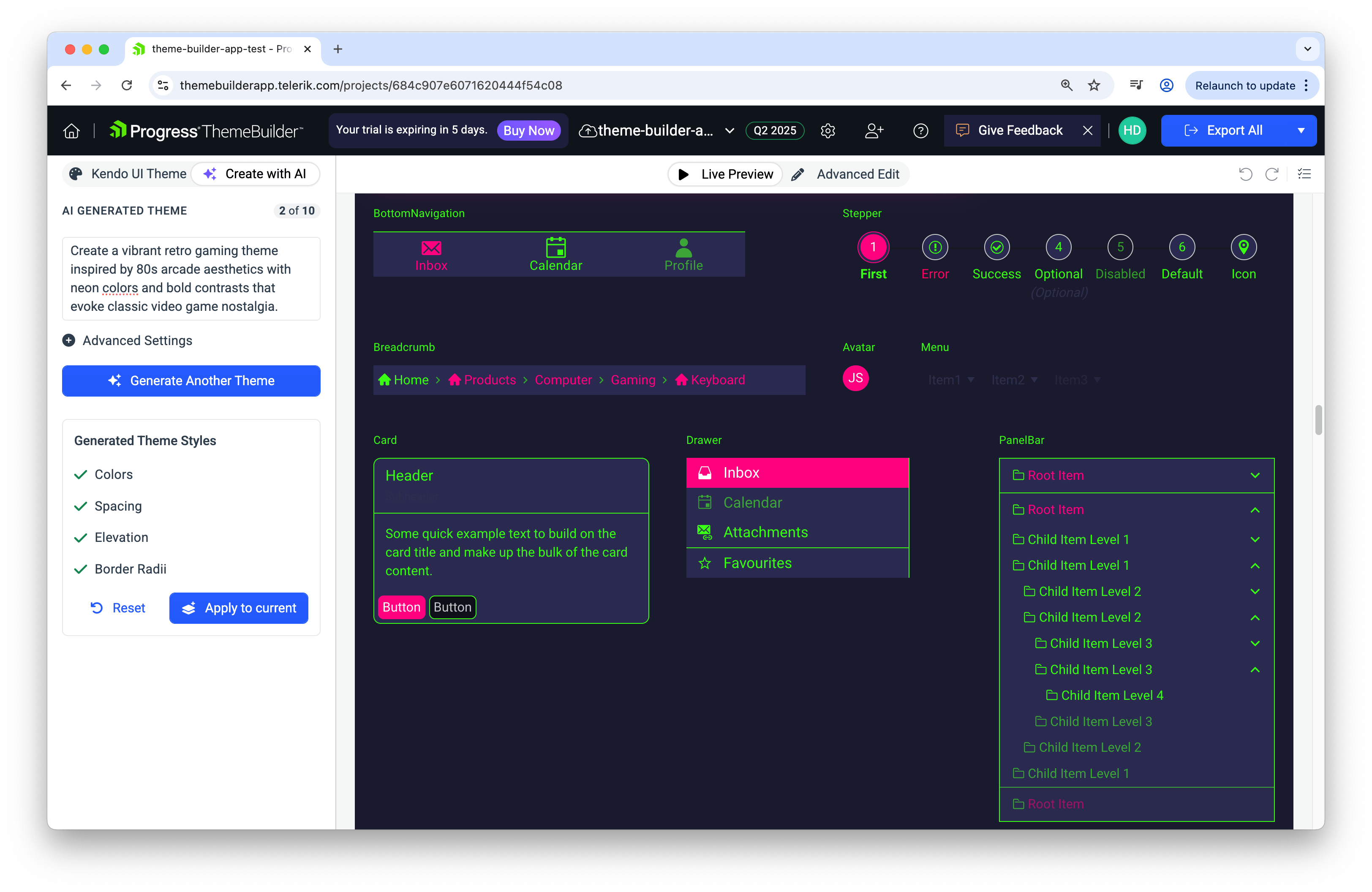 ThemeBuilder Retro theme