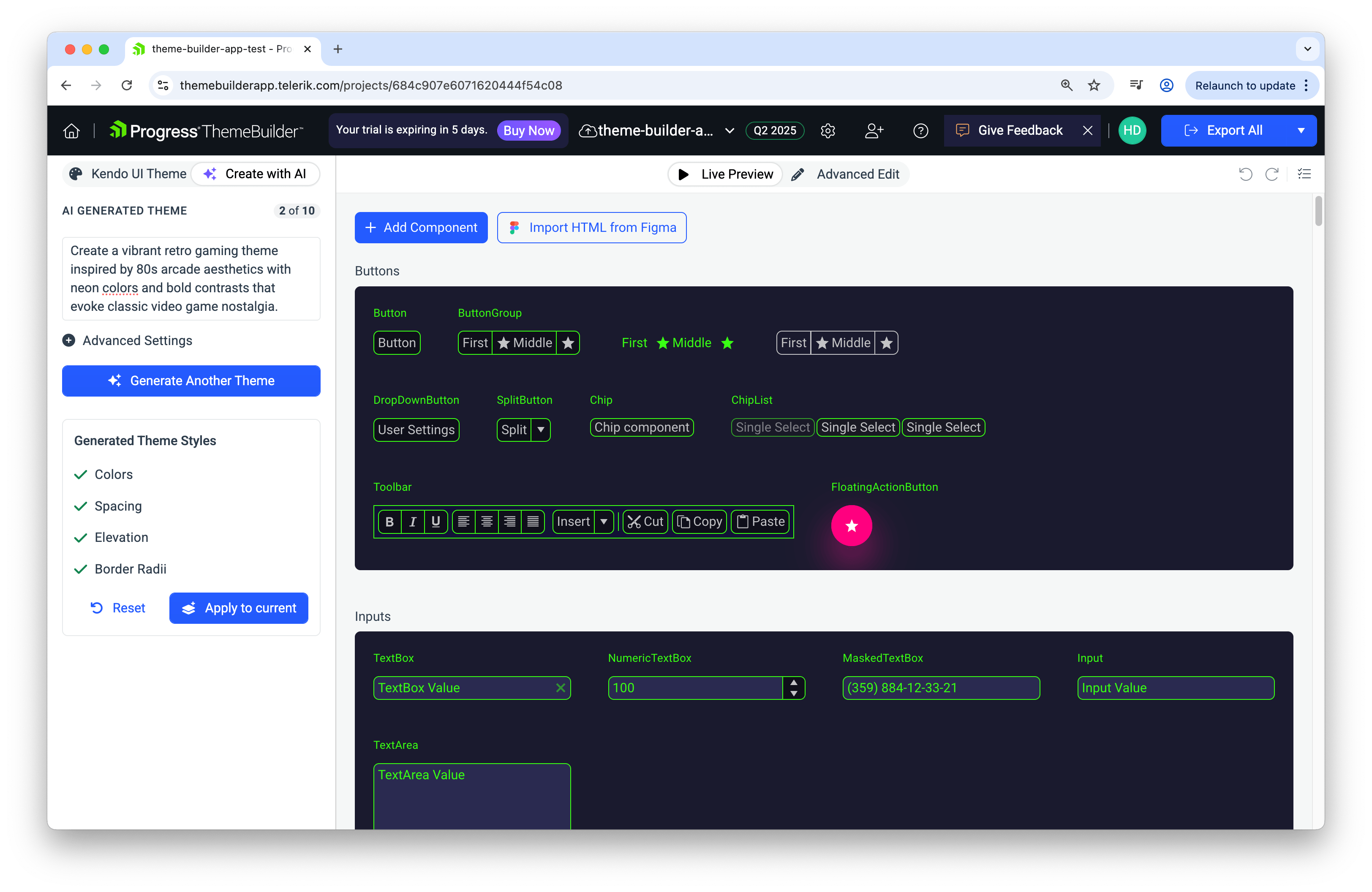 ThemeBuilder Retro theme