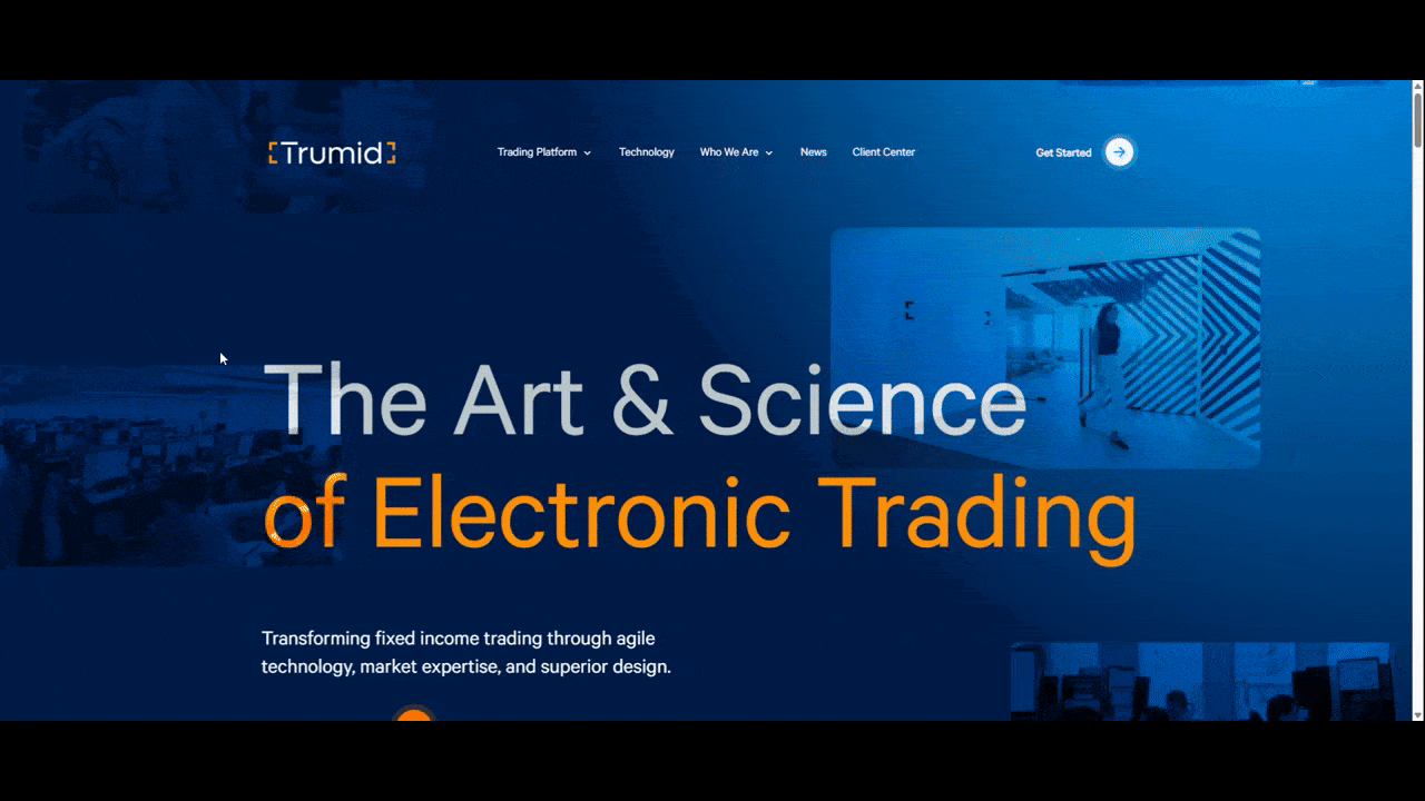 In this video, we see how two pages and two clicks take a visitor from the Trumid home page to the final step of conversion and contact form”.