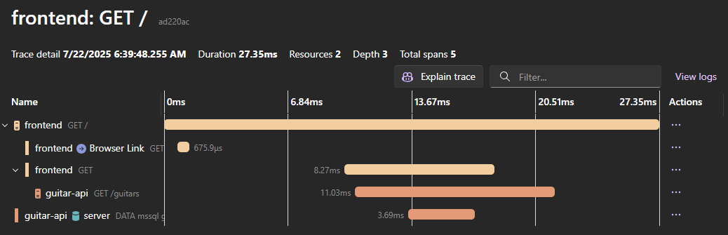 db trace