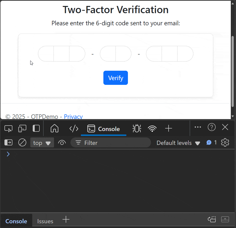 Handling the onChange event to display the current value of the OTPInput control