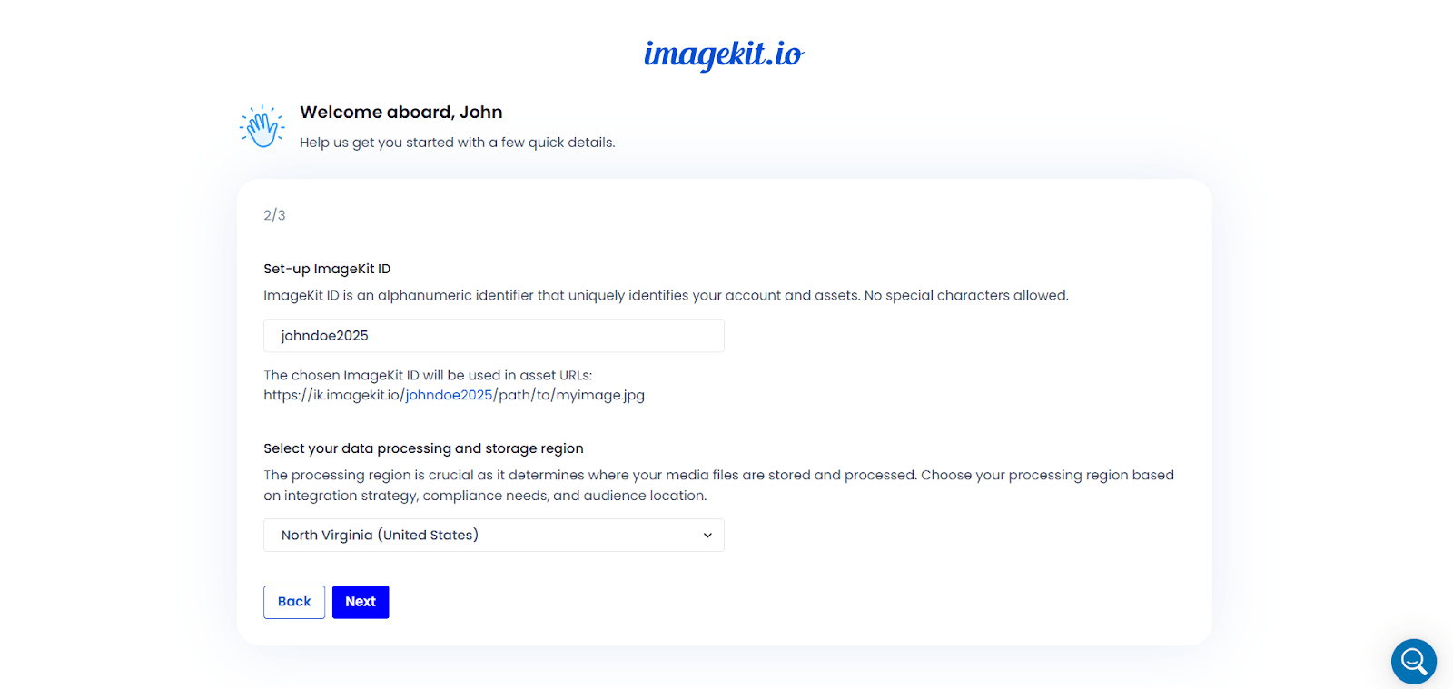 ImageKit onboarding step 2