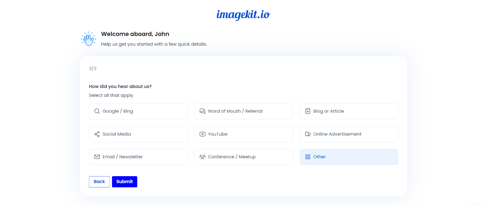 ImageKit onboarding step 3