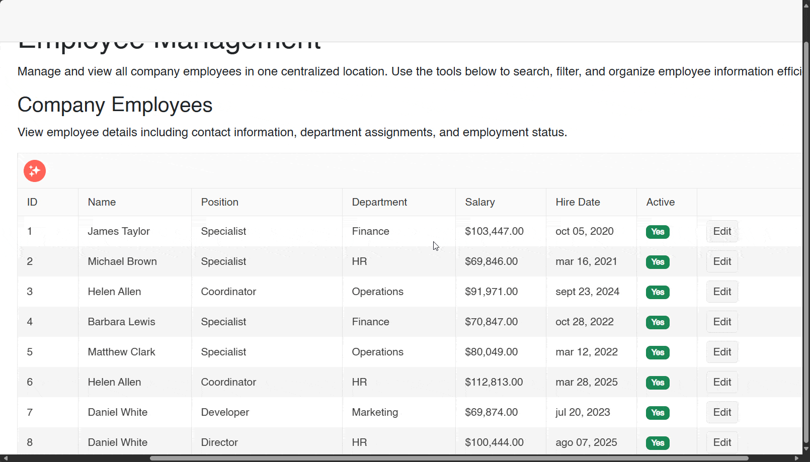 A grid featuring popup-based editing mode with native, integrated validation
