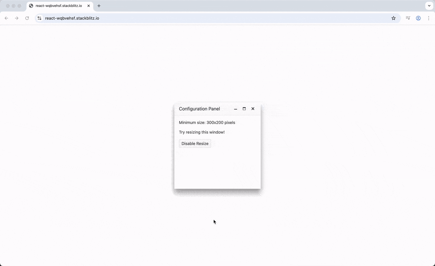 React window being resized